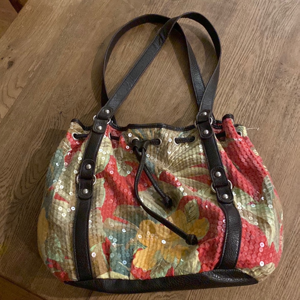 Bueno Sequined Floral boho style vintage purse